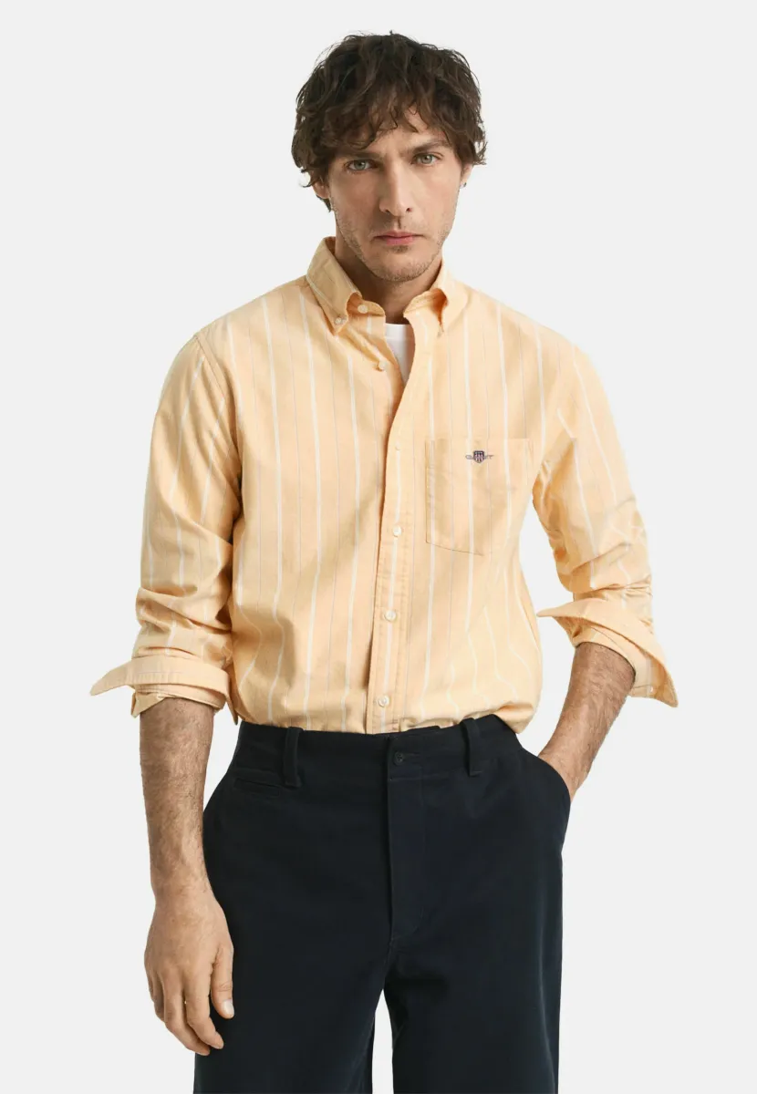 REGULAR FIT STRIPED OXFORD  - Hemd - yellow lichen