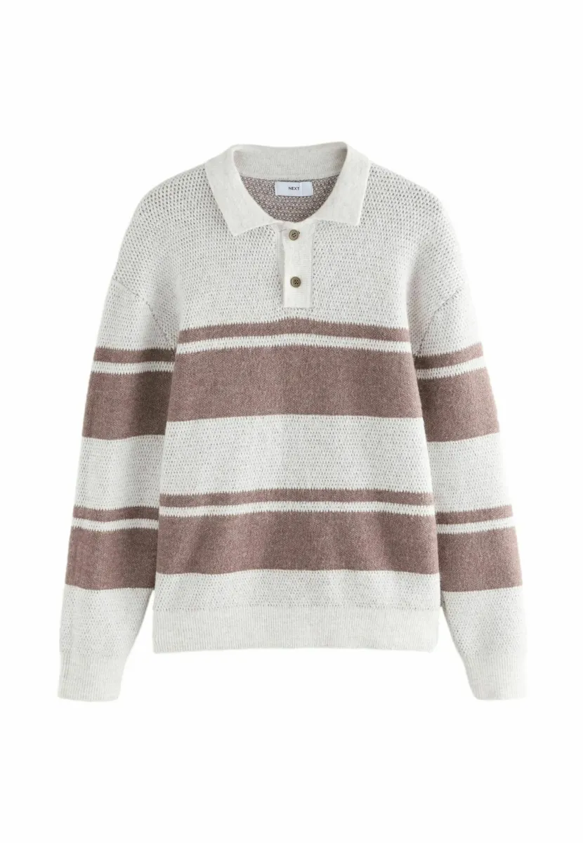 REGULAR FIT - STRIPED RUGBY - Strickpullover - neutral