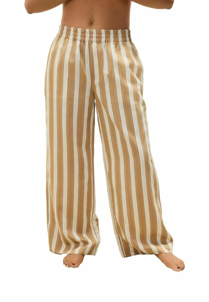 REGULAR FIT - STRIPED   - Stoffhose - ecru brown