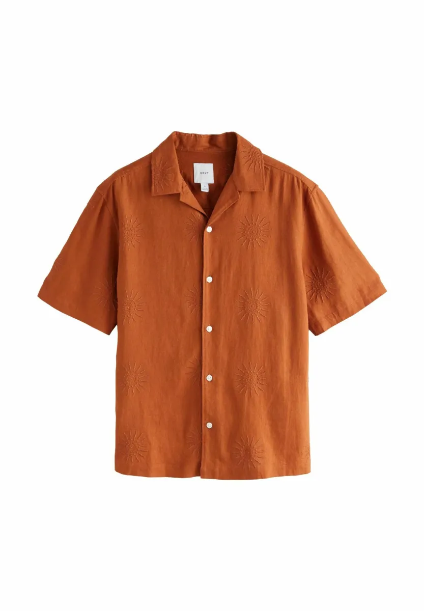 REGULAR FIT-SUN EMBROIDERED SHORT SLEEVE - Hemd - rust brown