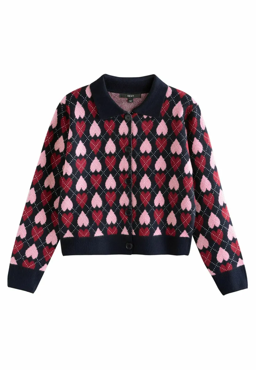 REGULAR FIT - SUPERSOFT - Strickjacke - navy blue and pink heart