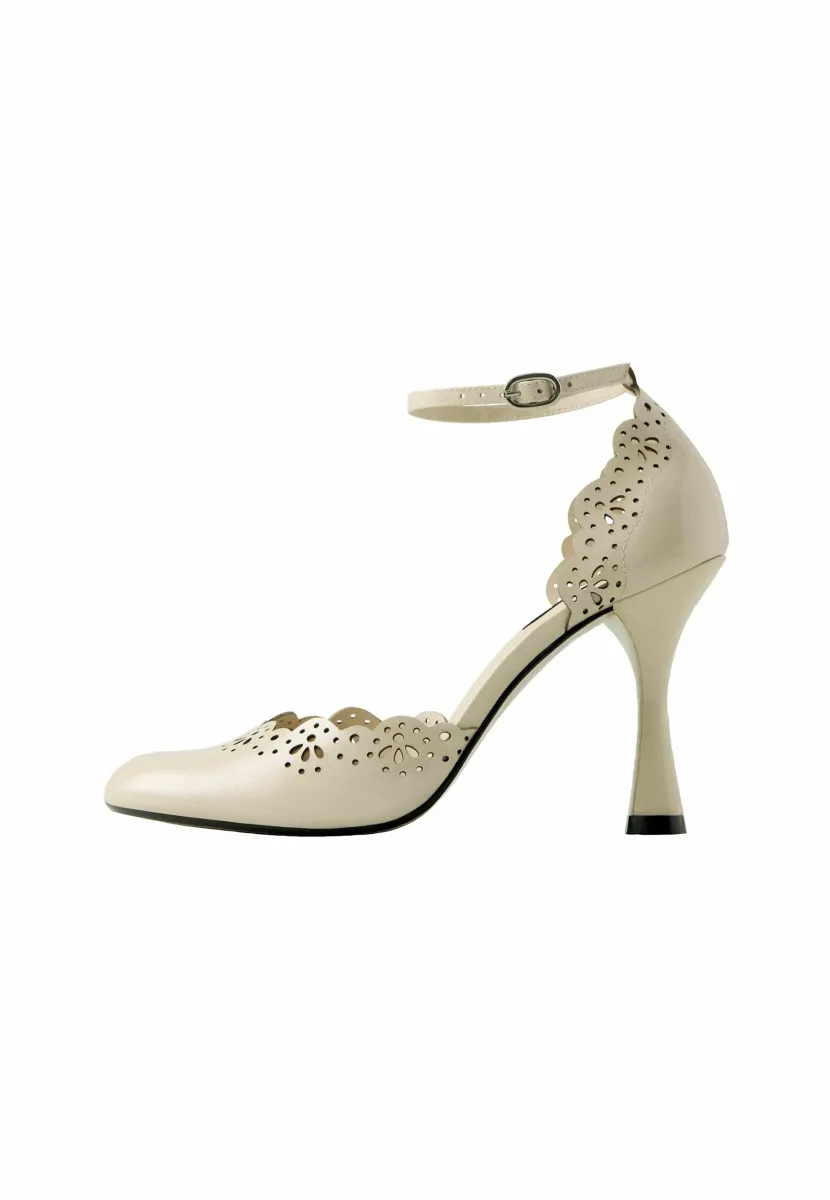 REGULAR FIT - TABITHA SIMMONS X ORTON ROUND TOE LASER CUT DETAIL  - Pumps - bone