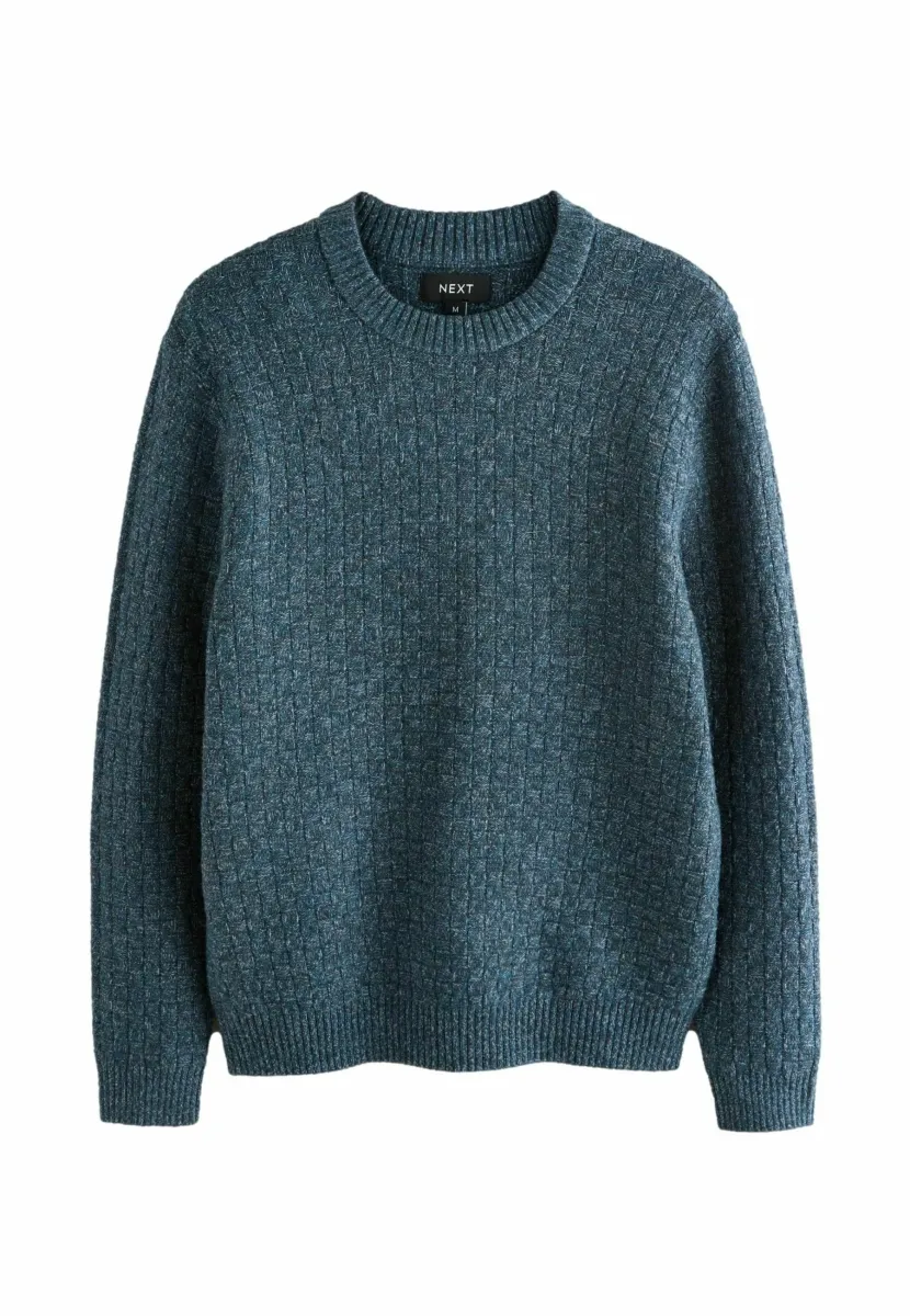 REGULAR FIT TEXTURED CREW NECK - Strickpullover - blue
