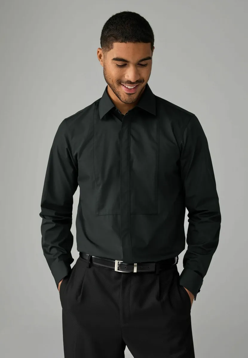 REGULAR FIT TEXTURED DOUBLE CUFF  CUTAWAY COLLAR - Businesshemd - black