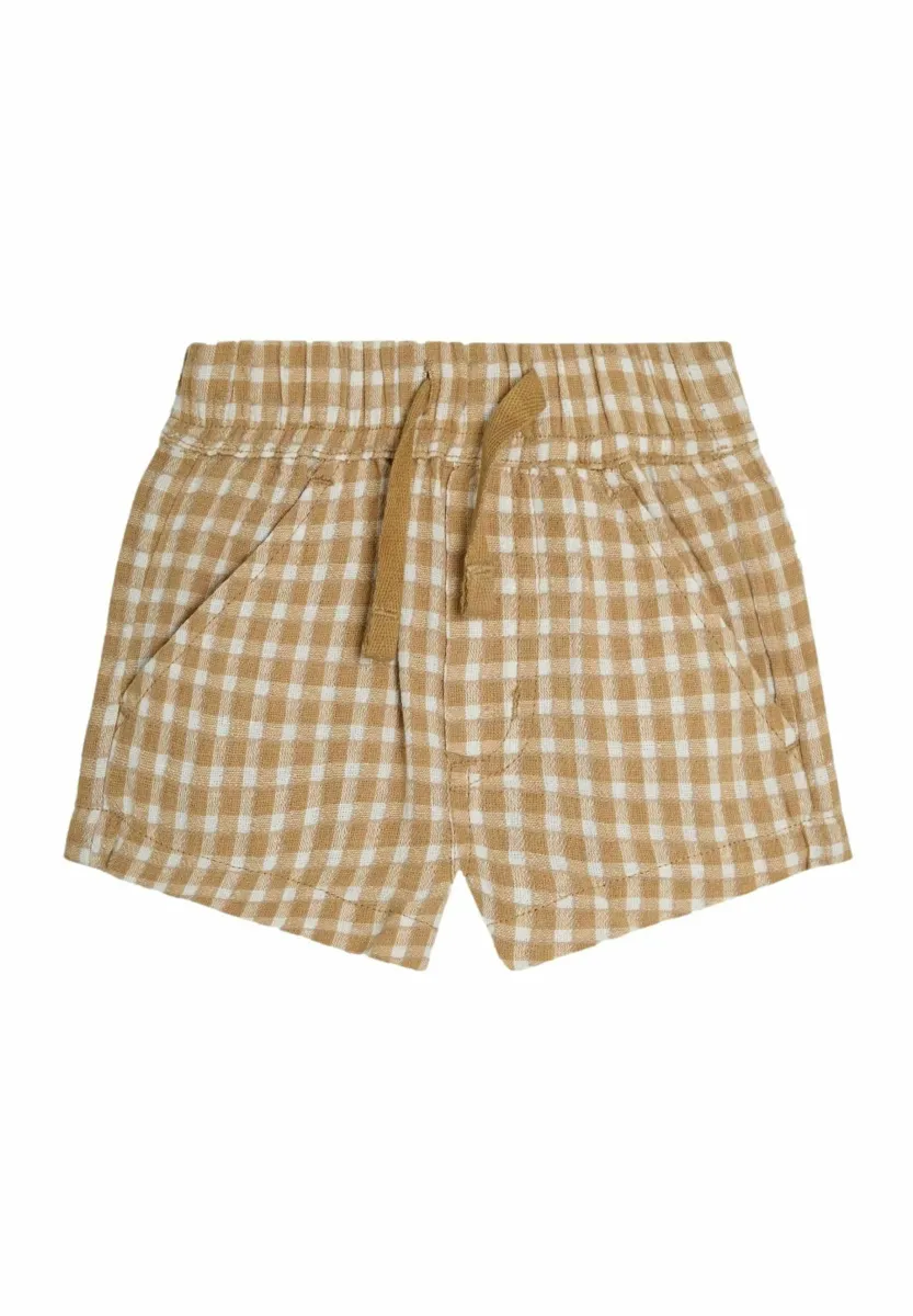 REGULAR FIT - TEXTURED GINGHAM - Shorts - brown