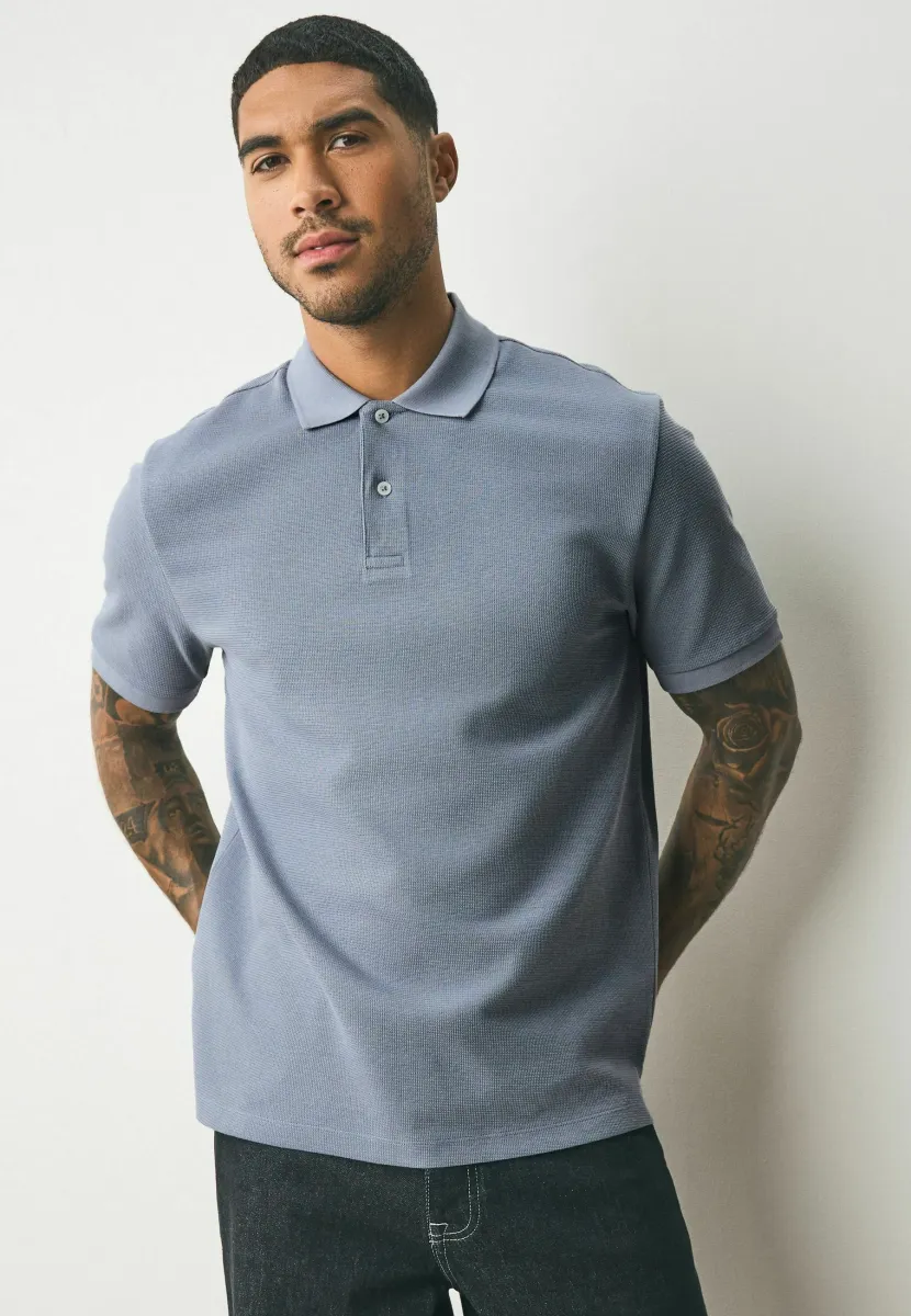 REGULAR FIT - TEXTURED SMART - Poloshirt - blue