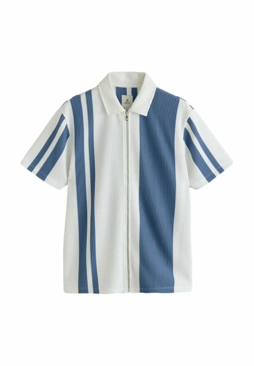 REGULAR FIT - TEXTURED STRIPE - Hemd - blue white zip