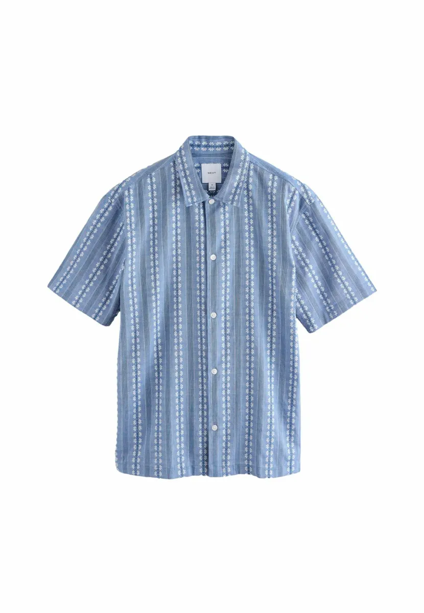 REGULAR FIT - TEXTURED STRIPE  SHORT SLEEVE  - Hemd - blue