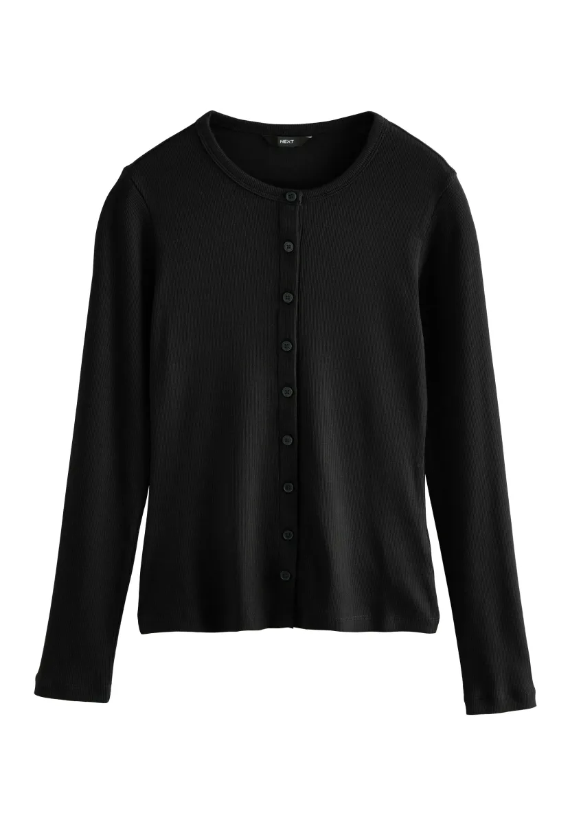 REGULAR FIT - THROUGH LONG SLEEVE - Strickjacke - black