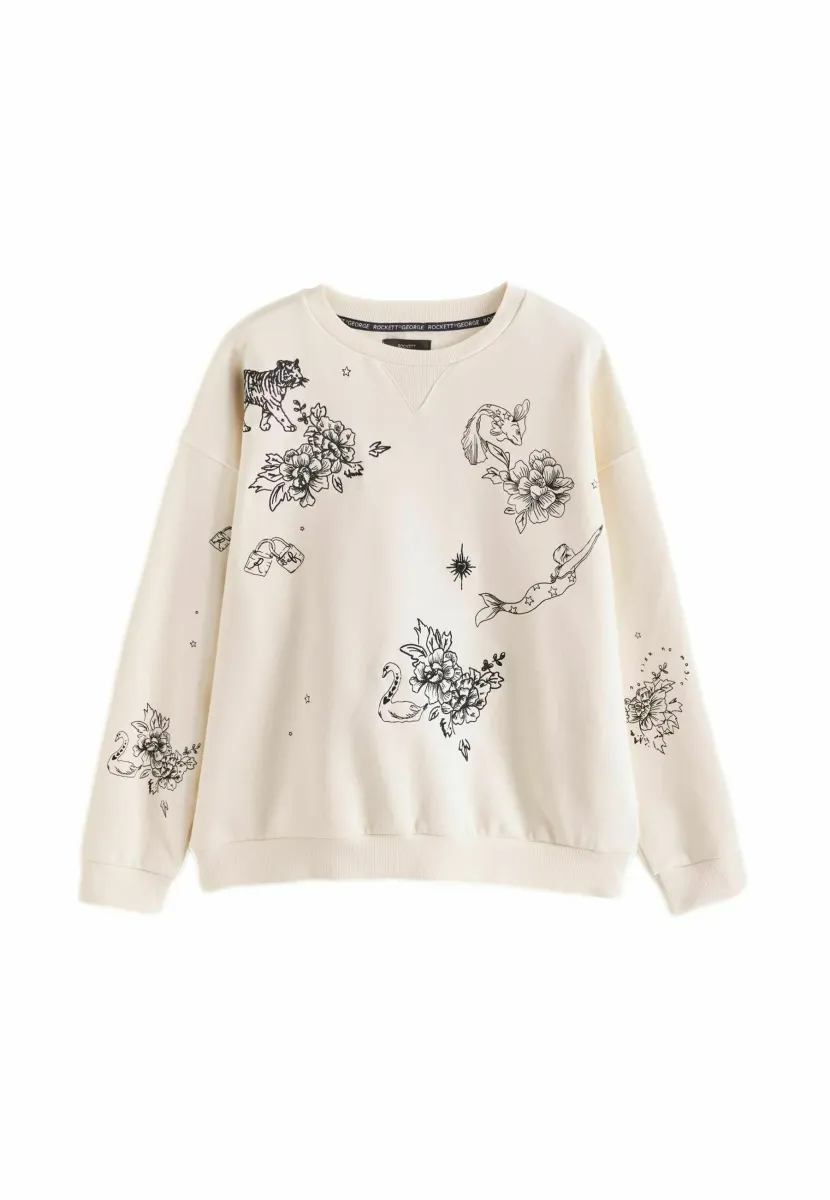 REGULAR FIT - TIGER TATTOO  - Sweatshirt - ecru