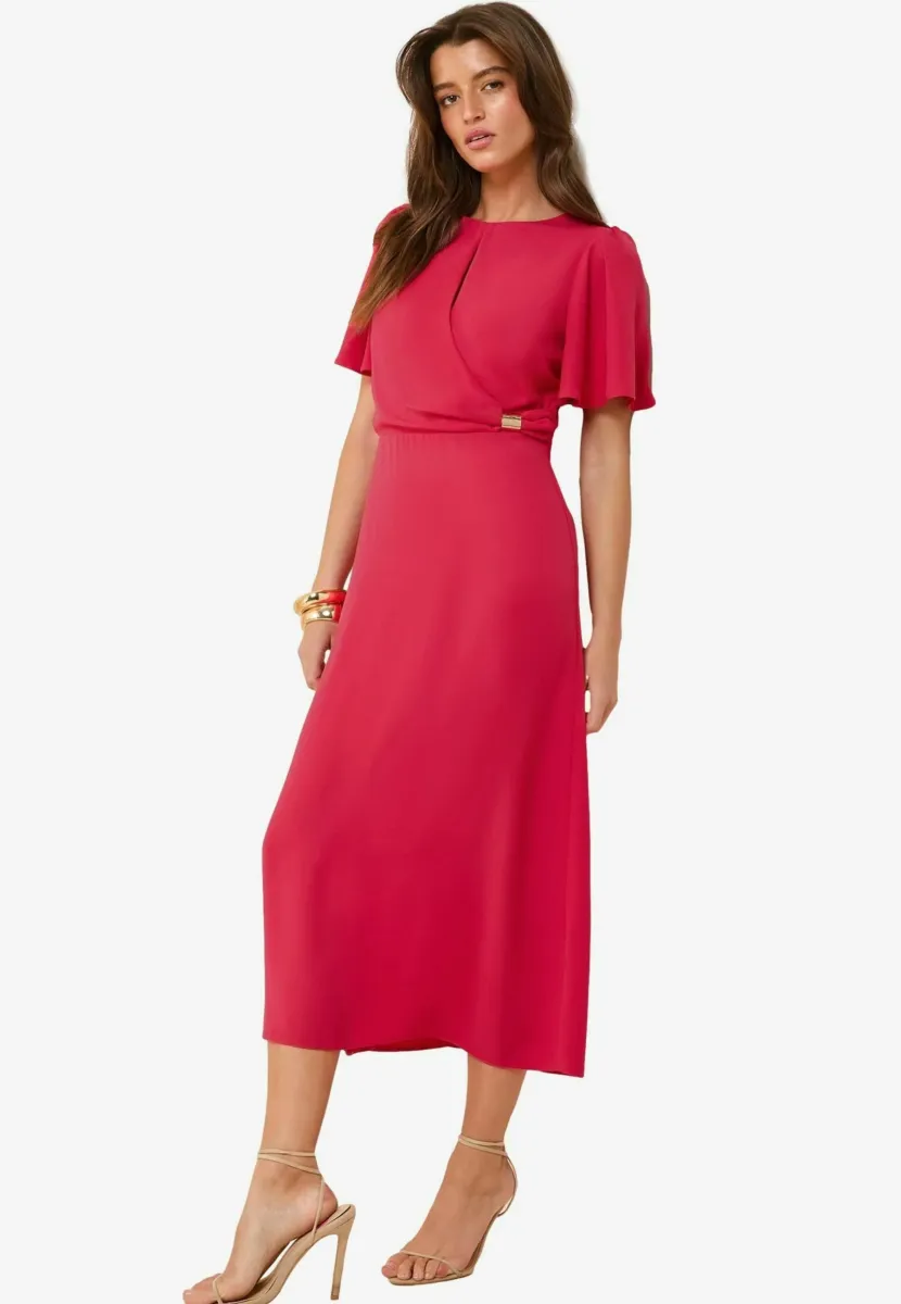 REGULAR FIT - TULIP SLEEVE FRONT TAILORED - Freizeitkleid - berry red