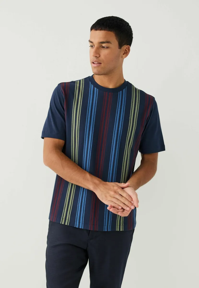 REGULAR FIT - VERTICAL STRIPE  - T-Shirt print - navy blue