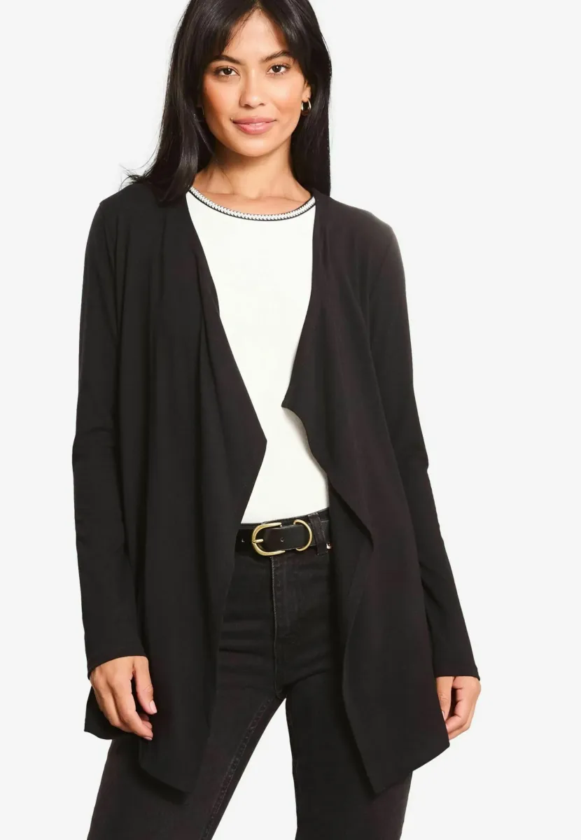 REGULAR FIT - WATERFALL - Strickjacke - black