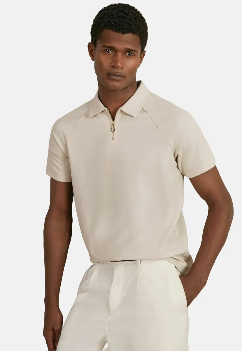 REGULAR FIT - WINSTON TEXTURED RAGLAN HALF-ZIP  - Poloshirt - stone