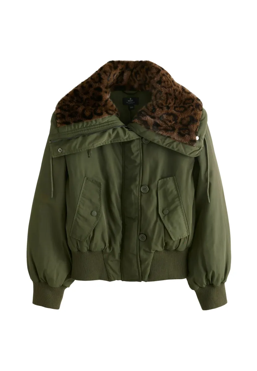 REGULAR FIT - WITH ANIMAL PRINT  COLLAR - Winterjacke - khaki green