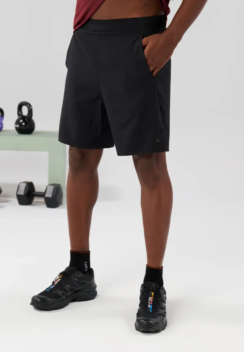 REGULAR LENGTH SPORT SHORTS WITH POCKETS - Kurze Sporthose - black