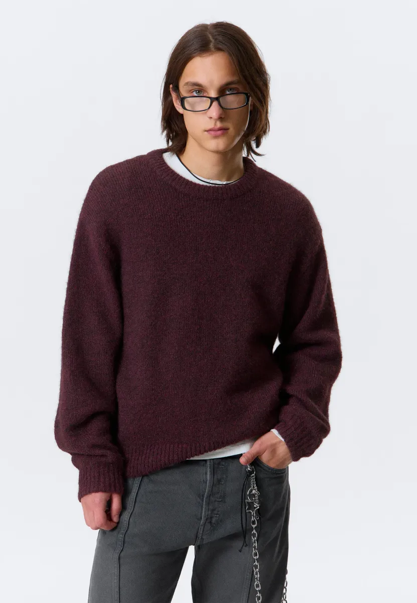 REGULAR - Strickpullover - burgundy melange