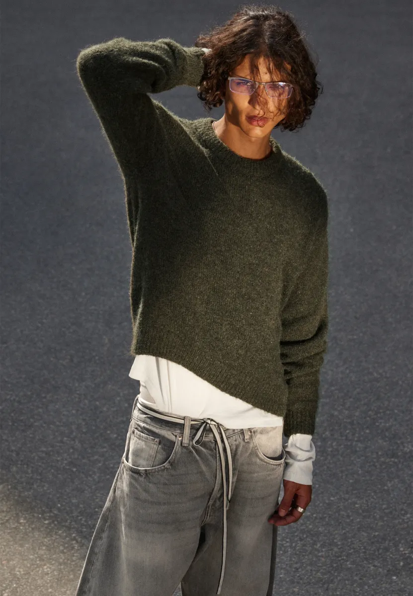 REGULAR - Strickpullover - darkgreen melange