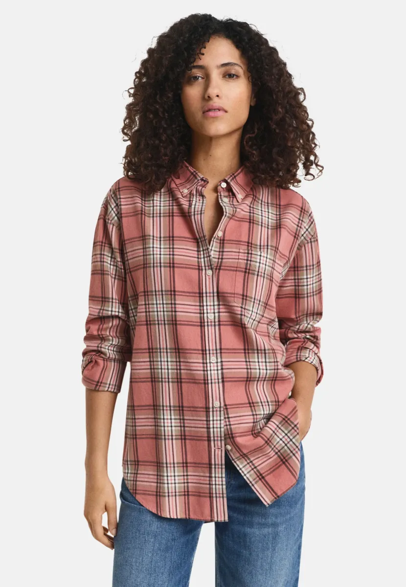 REL CHECKED - Hemdbluse - faded brick