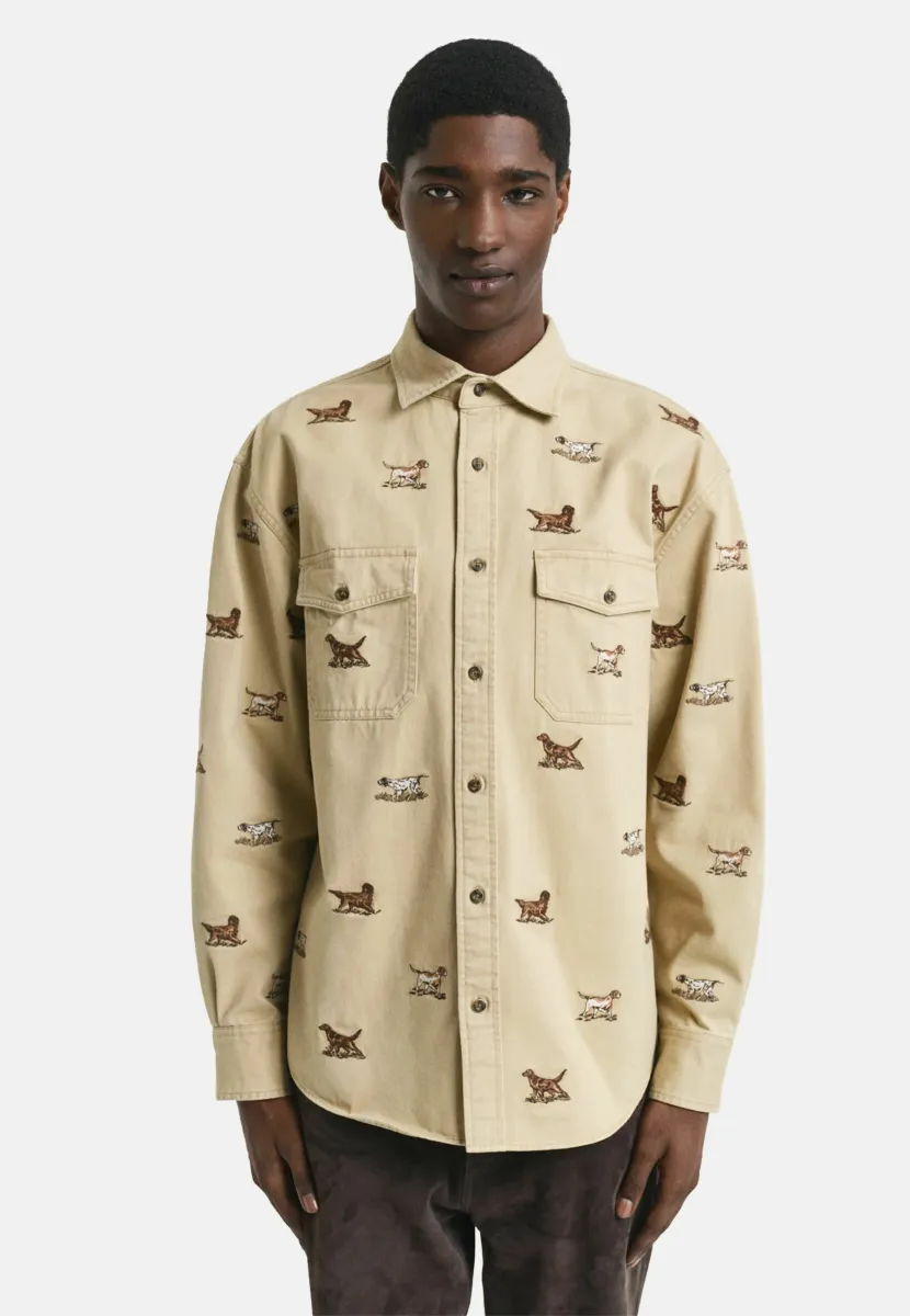 RELAXED FIT EMBROIDERED - Hemd - oak beige