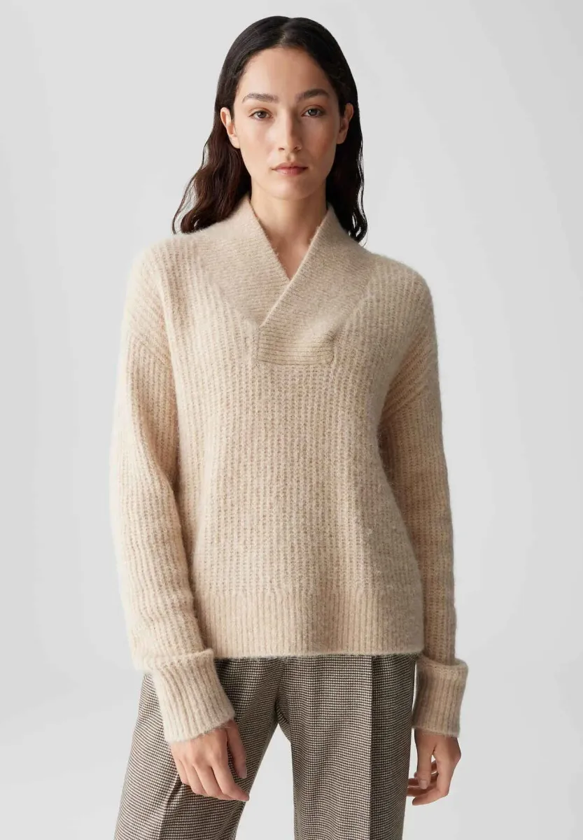 RELAXED FIT RIB - Strickpullover - macadamia