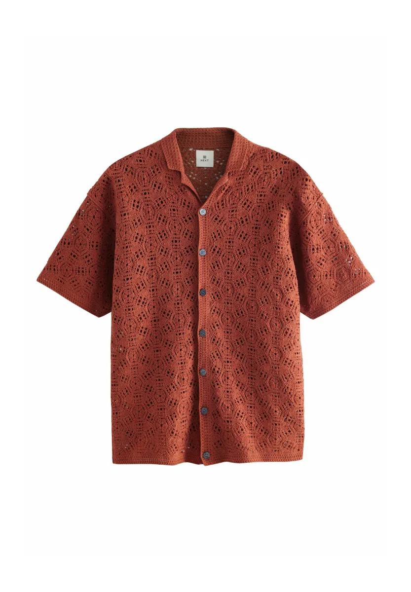 RELAXED FIT RICH SHORT SLEEVE WITH CUBAN COLLAR - Hemd - rust red