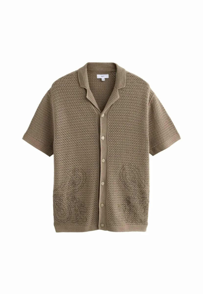 RELAXED FIT SHORT SLEEVE EMBROIDERED WITH CUBAN COLLAR . - Hemd - green