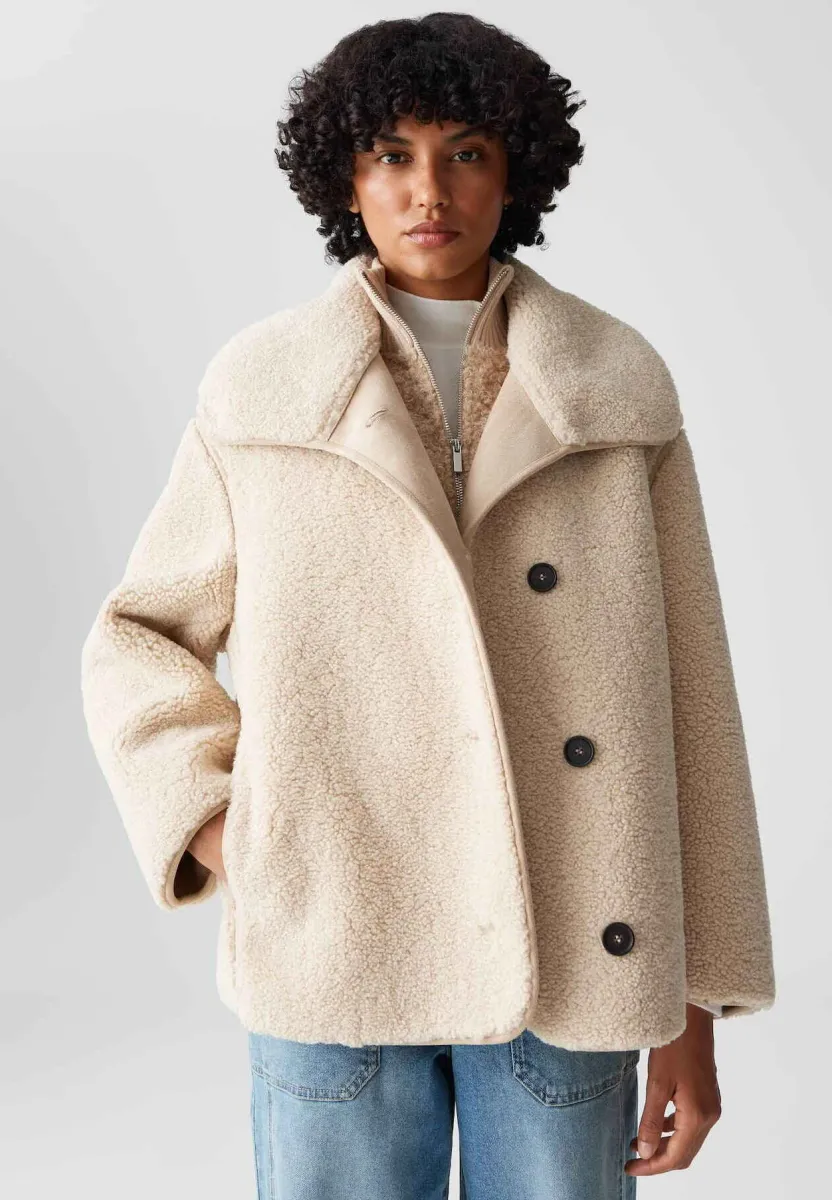 RELAXED FIT STRAIGHT CUT - Fleecejacke - macadamia