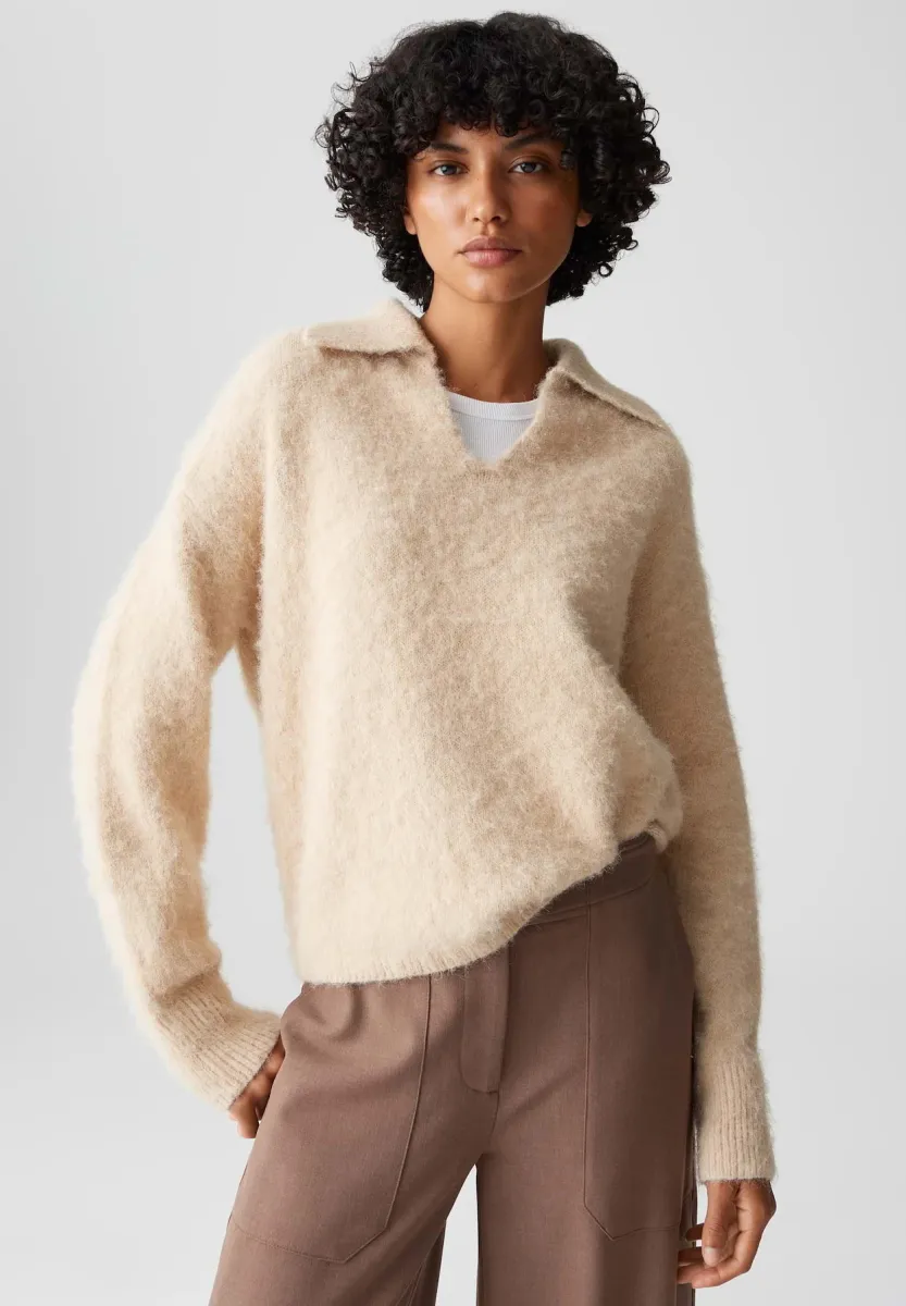 RELAXED FIT - Strickjacke - macadamia