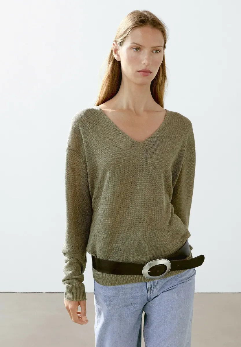RELAXED FIT WITH LONG SLEEVE - Strickpullover - mottled green