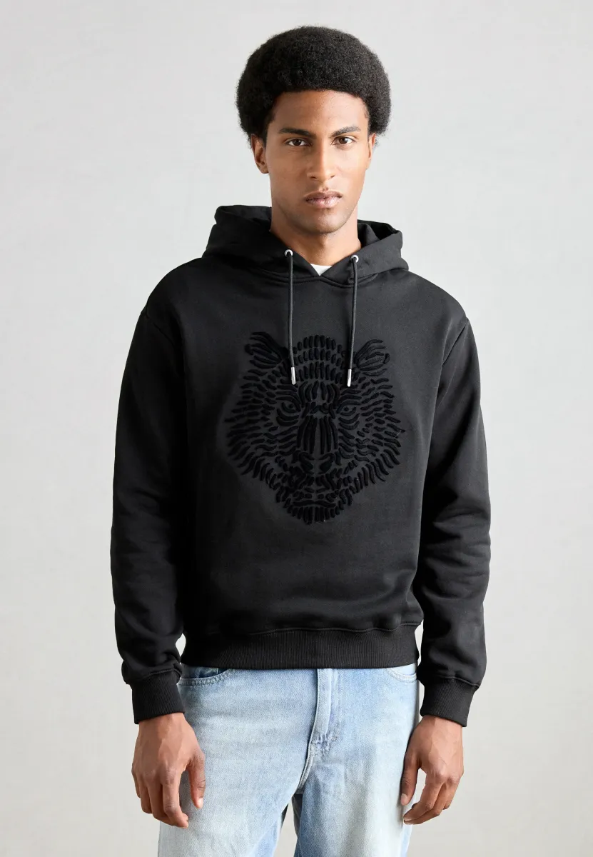 RELAXED NEUTER WITH TIGER PRINT - Kapuzenpullover - black