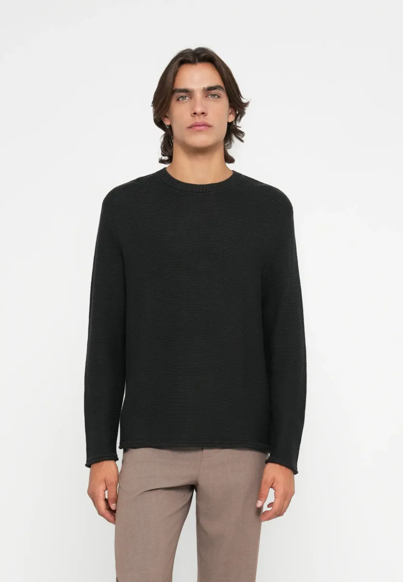 RELAXED STRUCTURE CREWNECK - Strickpullover - night watch black