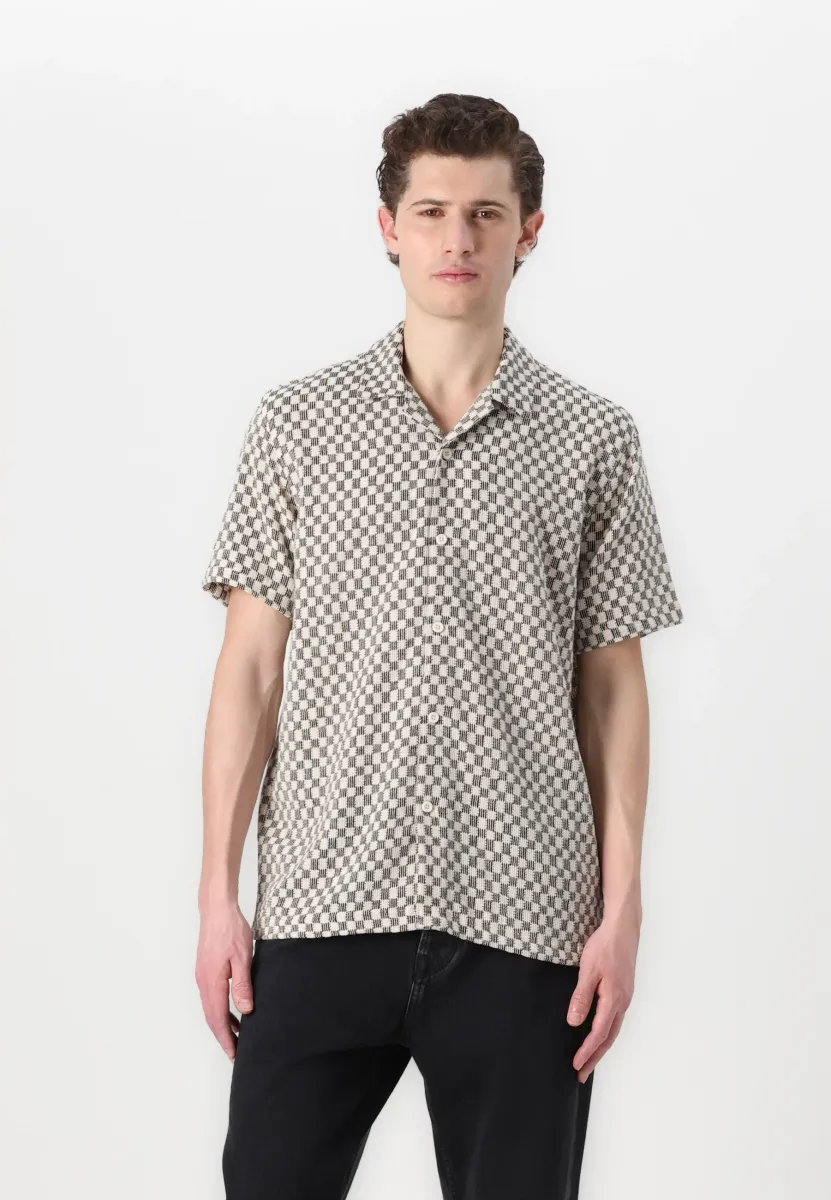 RELAXED STRUCTURED SHIRT - Hemd - black/white