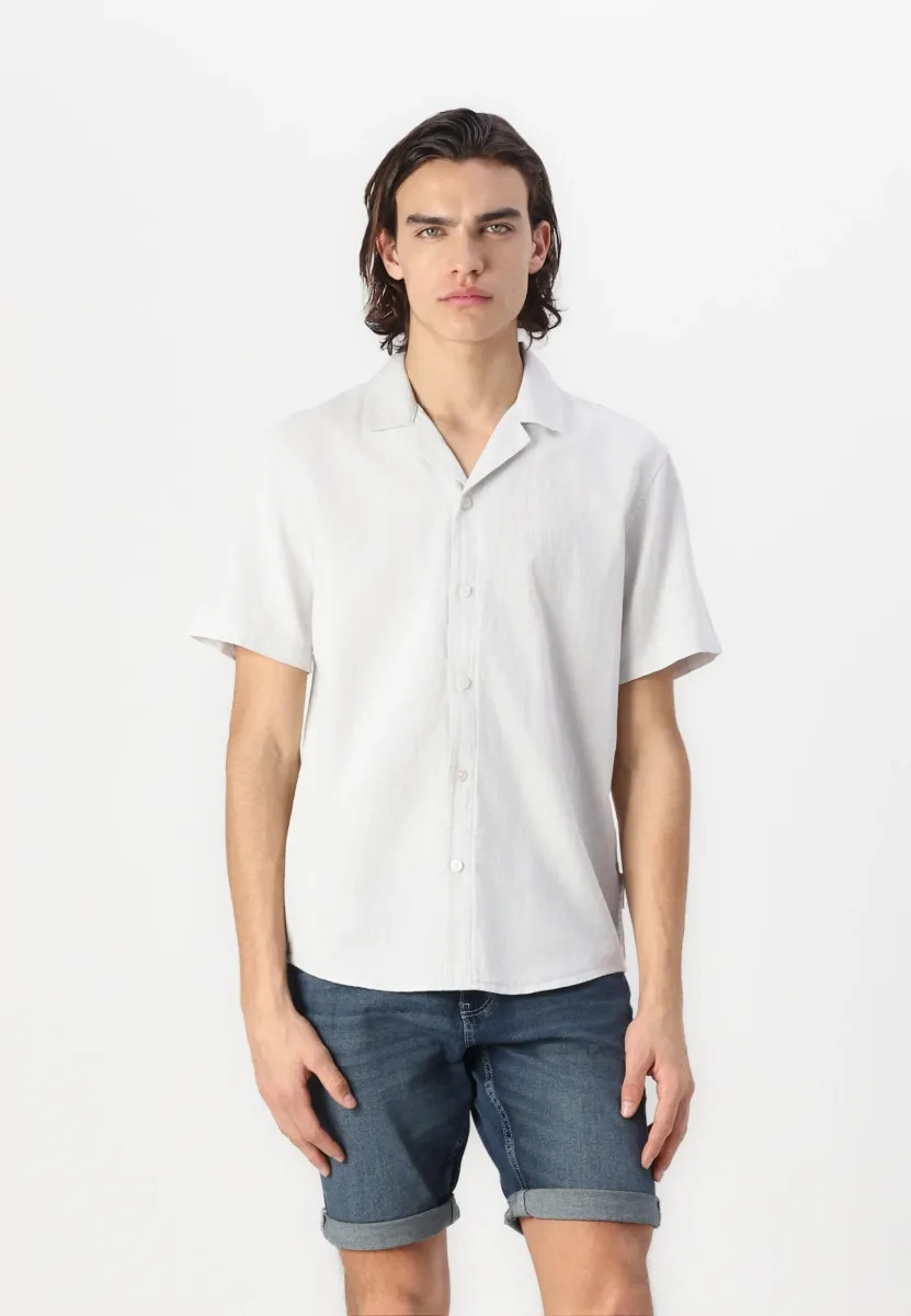 RELAXED STRUCTURED SHIRT - Hemd - chalk grey white