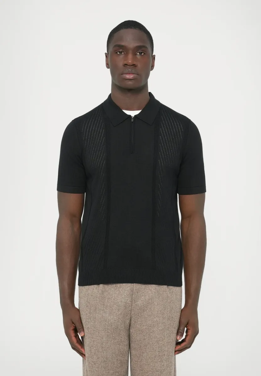 REMY STRUCTURE ZIP  - Poloshirt - black