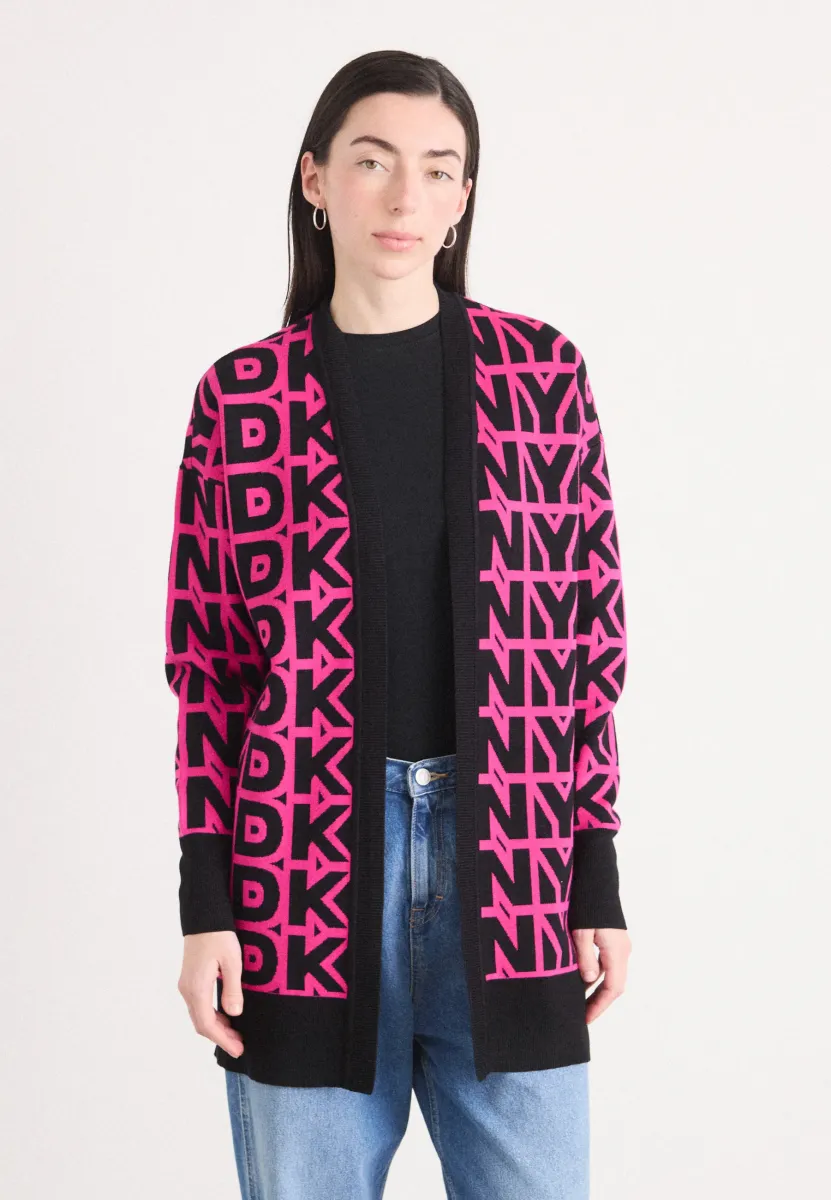 REPEAT LOGO CARDIGAN - Strickjacke - fuchsia/black