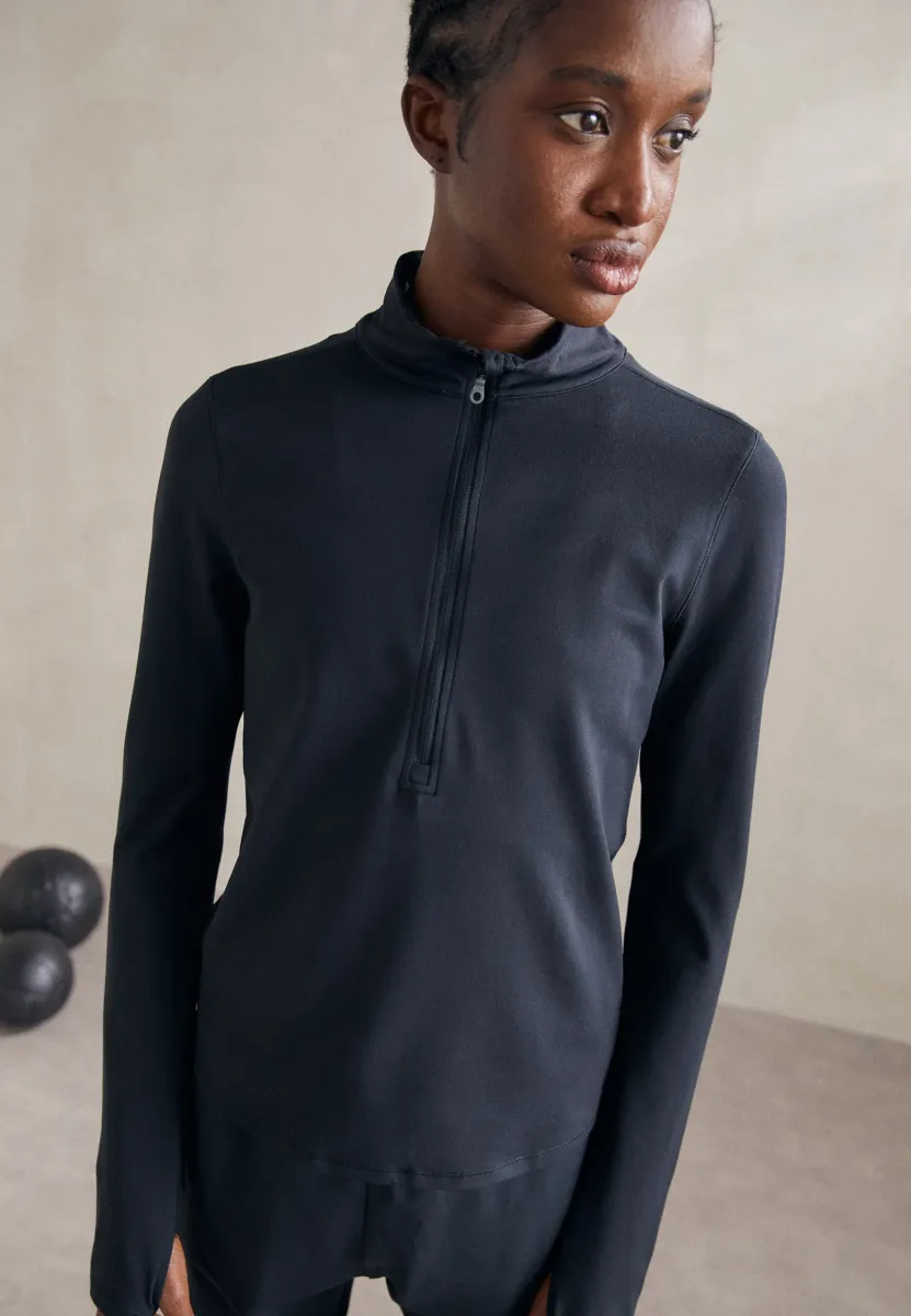 RESET LONG SLEEVE MOCK NECK HALF ZIP - Langarmshirt - black
