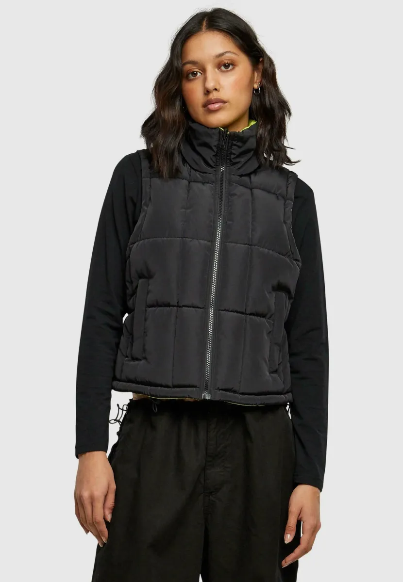 REVERSIBLE CROPPED PUFFER  - Weste - black frozenyellow