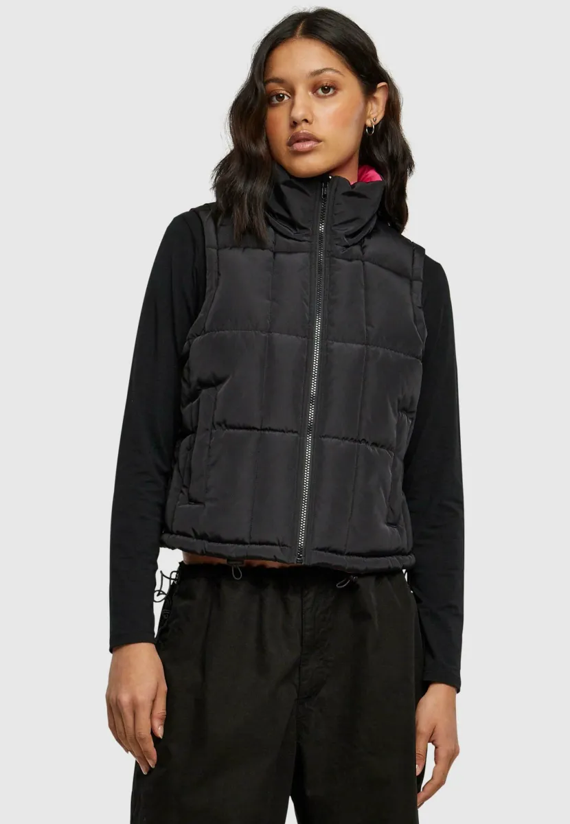 REVERSIBLE CROPPED PUFFER  - Weste - black fuchsia