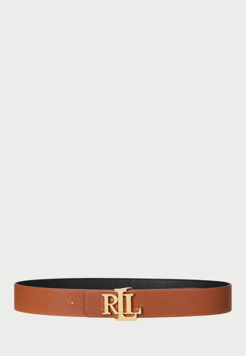 REVERSIBLE PEBBLED LEATHER WIDE BELT - Gürtel - black/brown