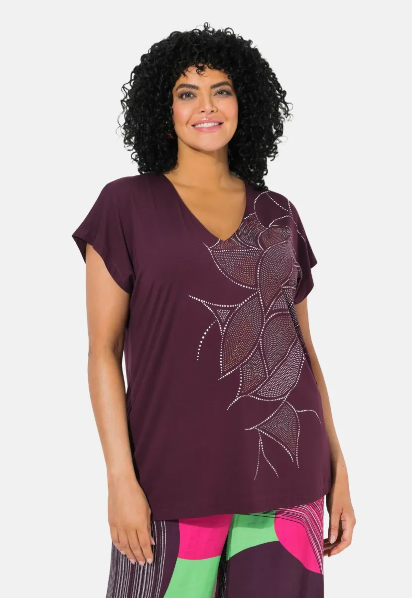 RHINESTONE TEE - Bluse - dark plum