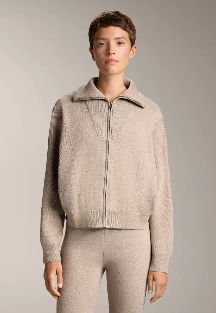 RIB COLLAR - Strickjacke - beige
