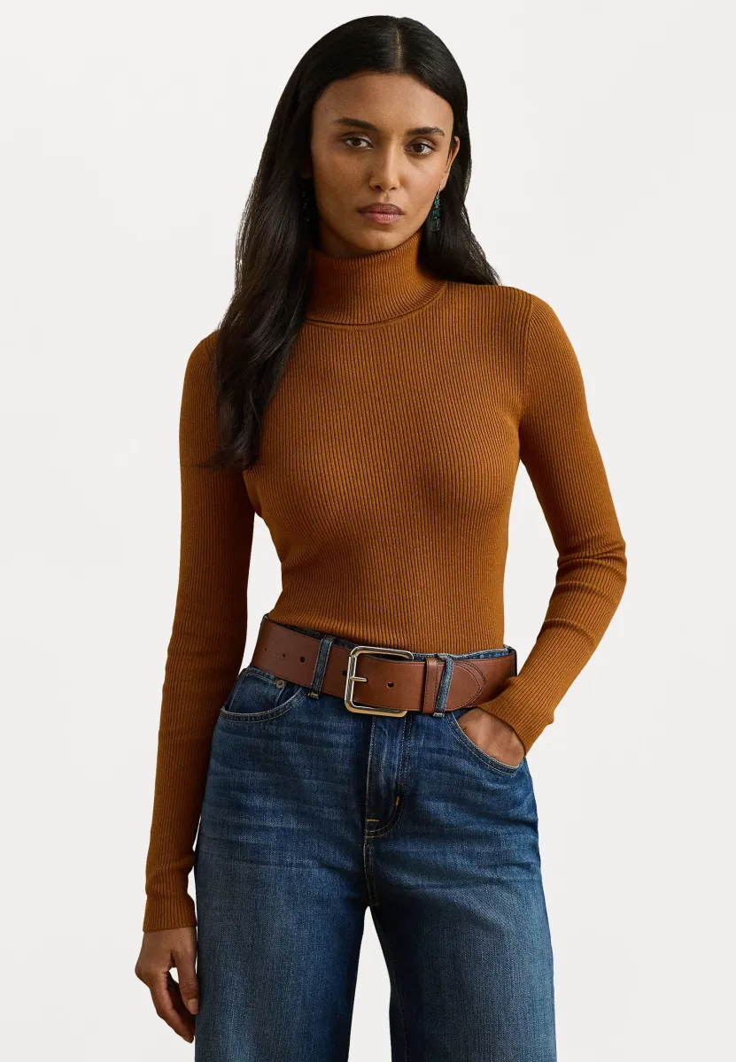 RIB-KNIT ROLL NECK JUMPER - Strickpullover - cinnamon bark