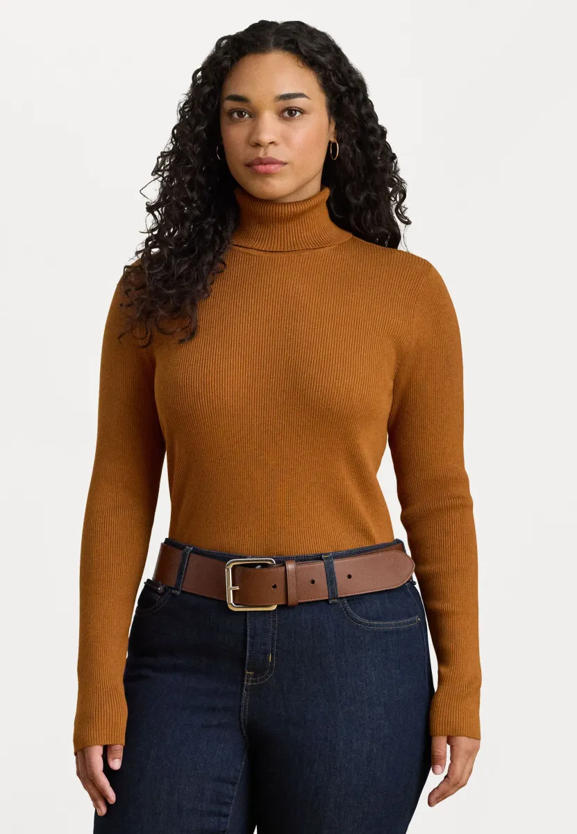 RIB-KNIT ROLL NECK JUMPER - Strickpullover - cinnamon bark