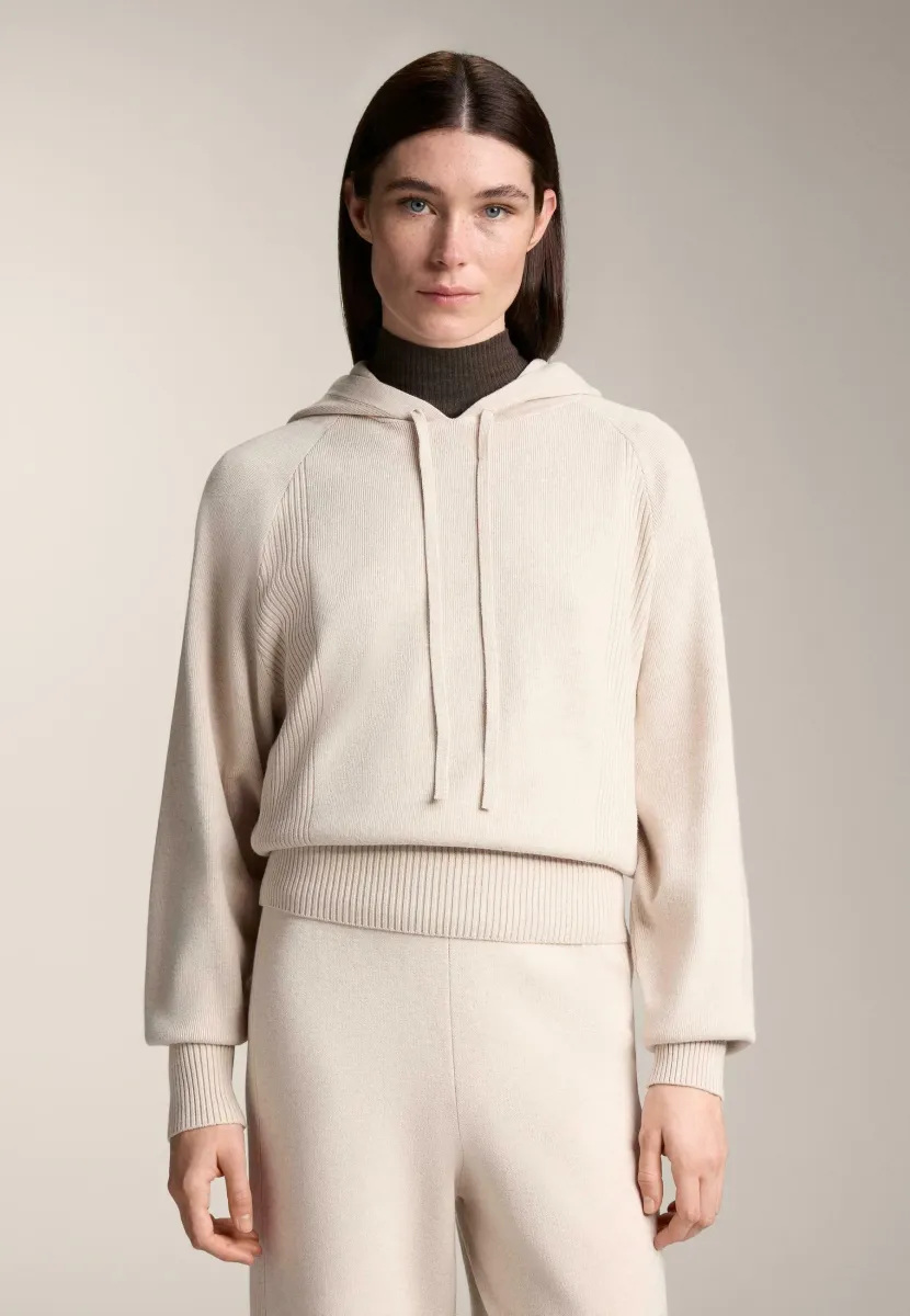 RIB WITH DRAWSTRING HOOD AND FITTED WAIST - Kapuzenpullover - stone