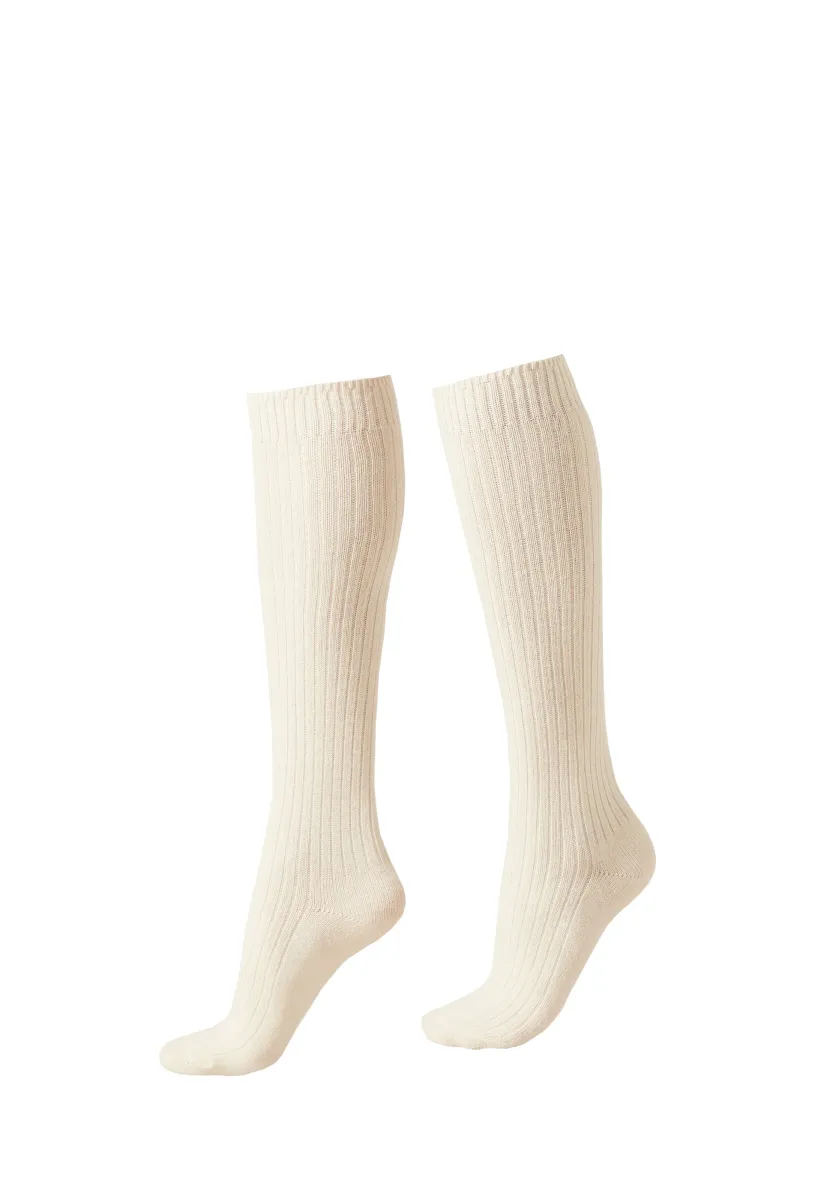 RIBBED LONG - Kniestrümpfe - Nude
