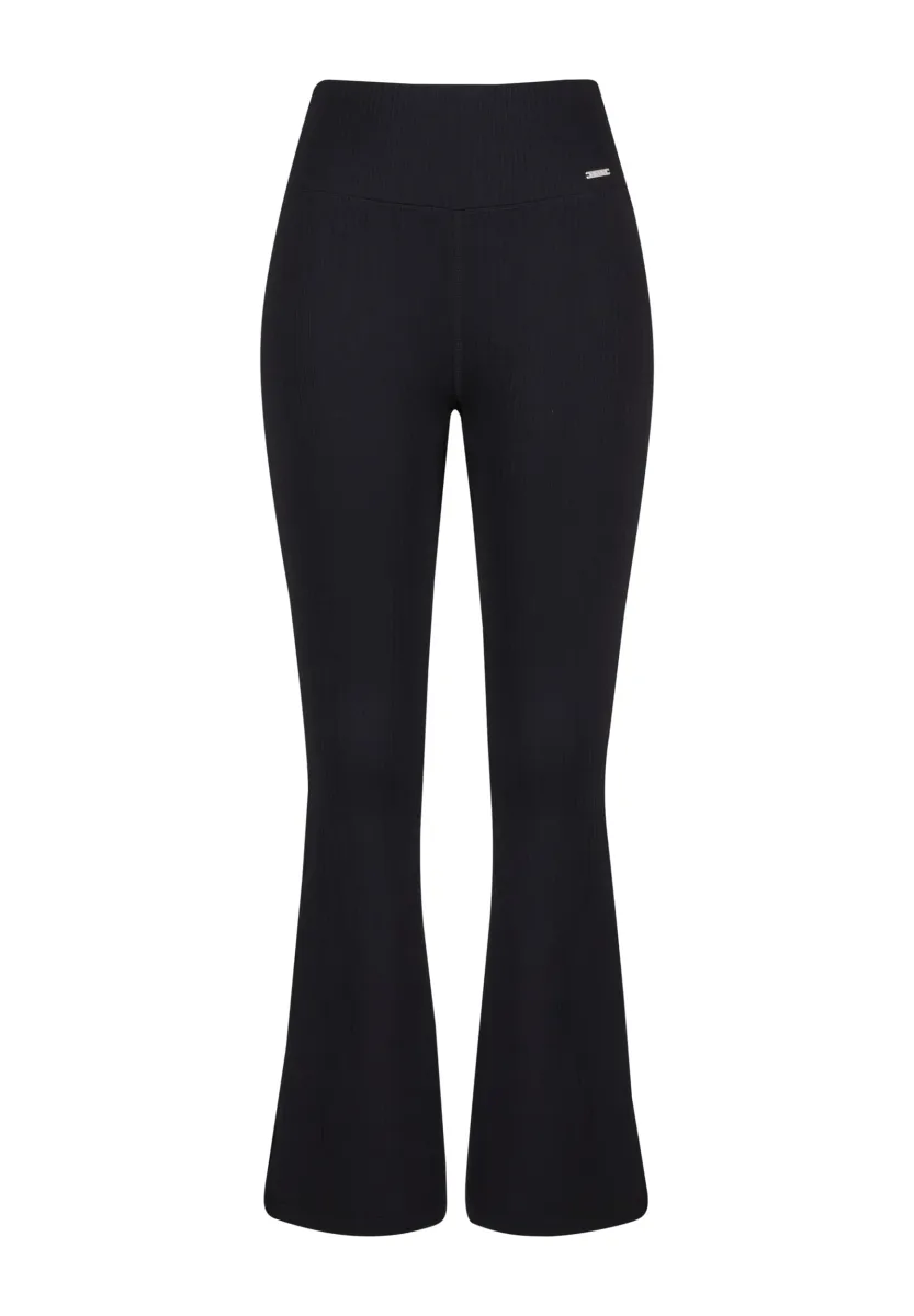 RIBBED SEAMLESS FLARE - Tights - black