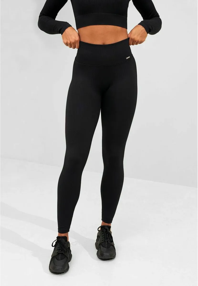 RIBBED SEAMLESS  - Tights - black