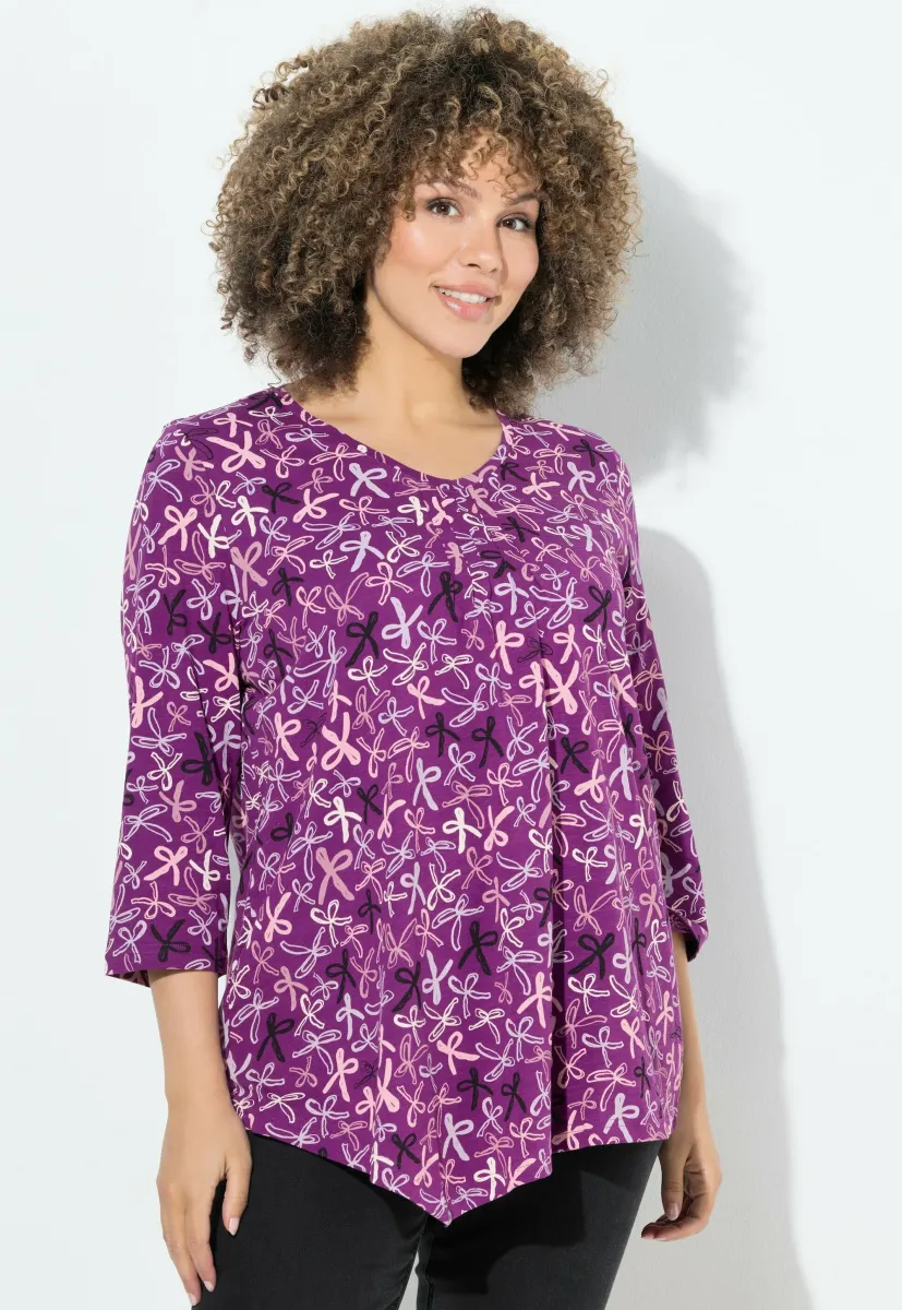 RIBBON PRINT 3/4 SLEEVE ASYMMETRIC  - Langarmshirt - pale plum