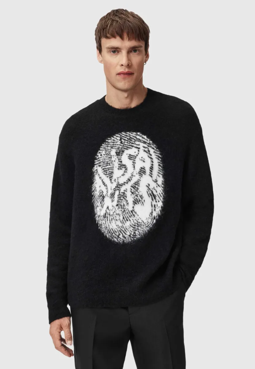 RIDGES CREW - Strickpullover - black/ecru/white